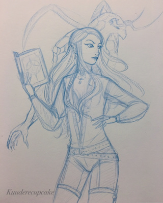 320x400 A Sketch Of My Ffxiv Avatar, Aurora, And An Attempt - Aurora Sketch