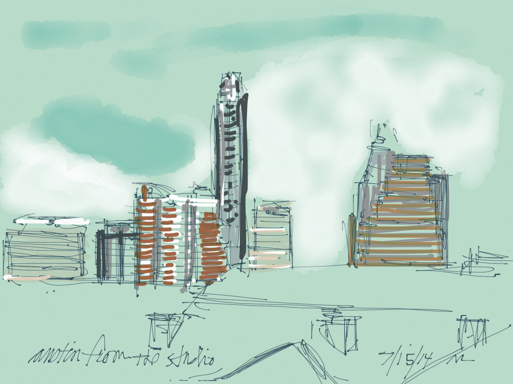 1024x768 Austin Skyline. 071514 Quick Sketch Of The Austin Skyline - Austin Skyline Sketch