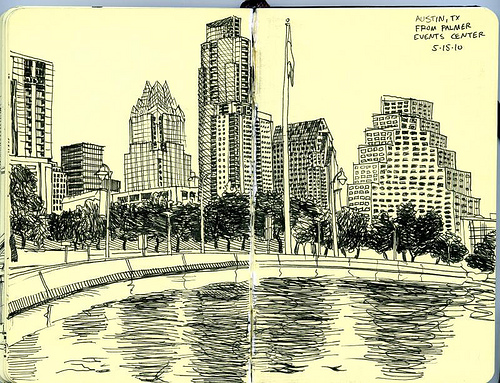 500x383 Three Letter Word For Art Austin, Tx Skyline - Austin Skyline Sketch