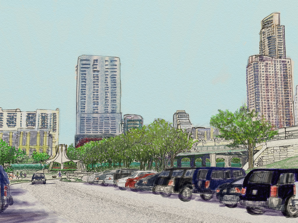 1024x768 Urban Sketchers Texas Sketchcrawl Saturday - Austin Skyline Sketch