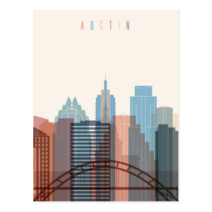 307x307 Austin Postcards Zazzle - Austin Skyline Sketch