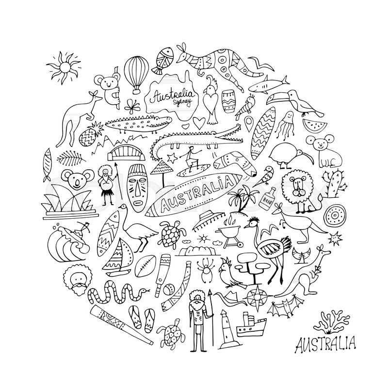 800x800 Australia Icons Set, Sketch For Your Design. Vector Illustration - Australia Sketch
