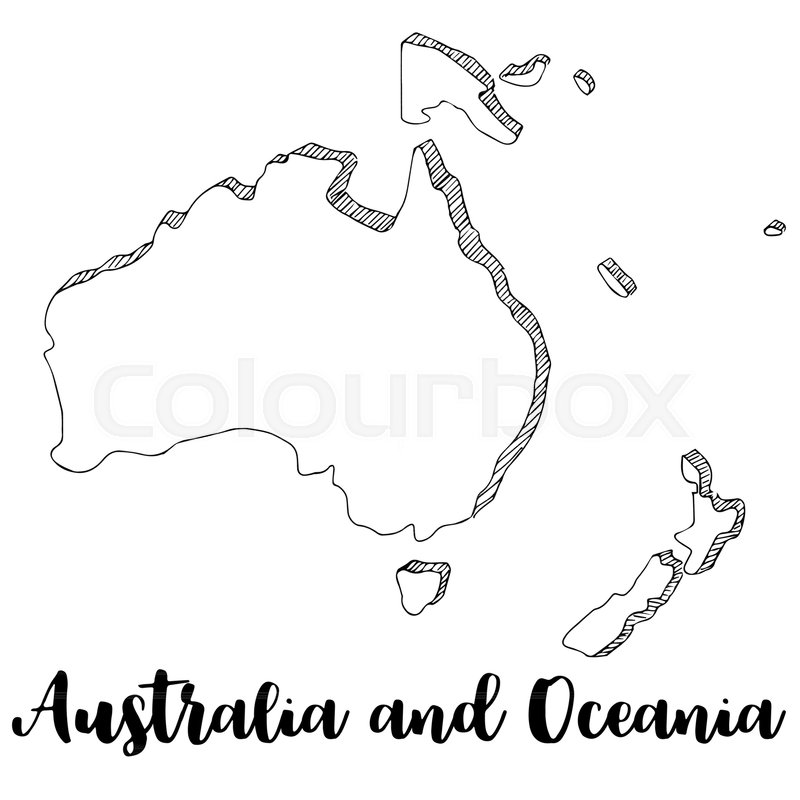 800x800 Hand Drawn Australia And Oceania Map Sketch,vector Illustration - Australia Sketch