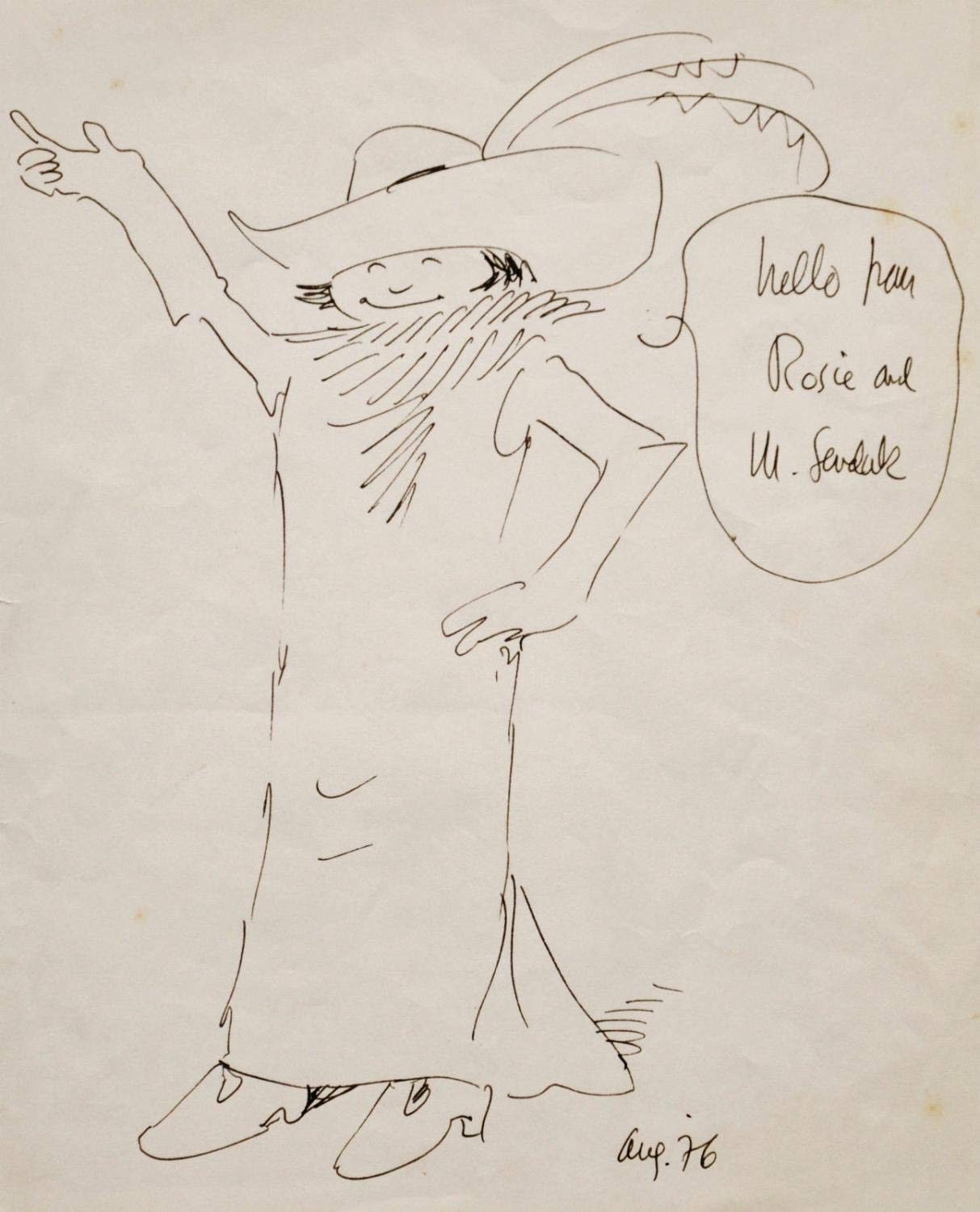 1213x1500 Maurice Sendak~large Original Character Drawing Of Rosie, Author - Author Sketch