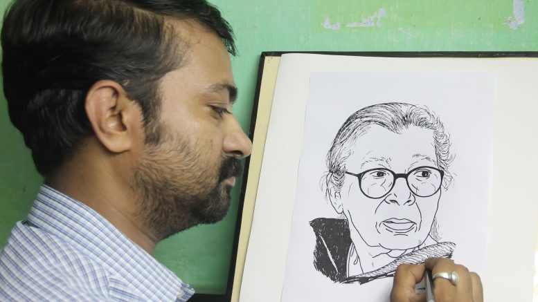 777x437 Sujit Draws 90 Sketches Of Mahasweta Devi - Author Sketch