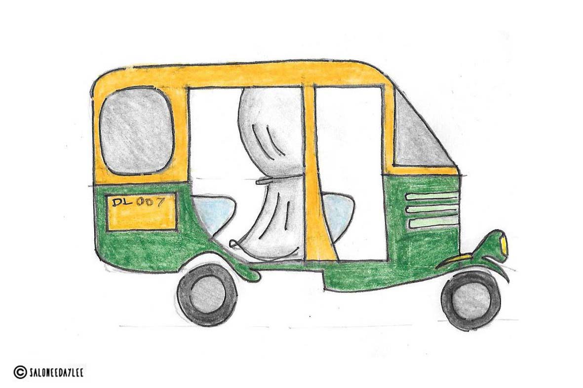 1181x787 Flat Design Not Salonee Daylee - Auto Rickshaw Sketch