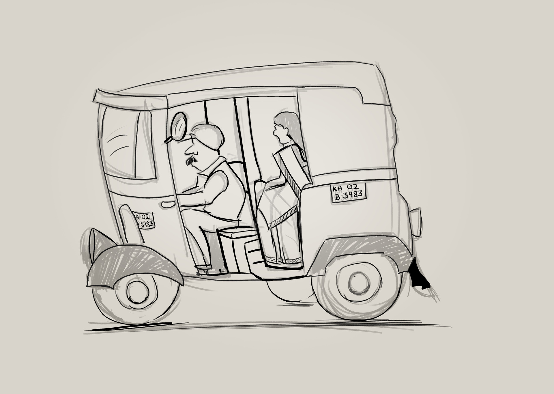1920x1365 Gaurav Jain - Auto Rickshaw Sketch