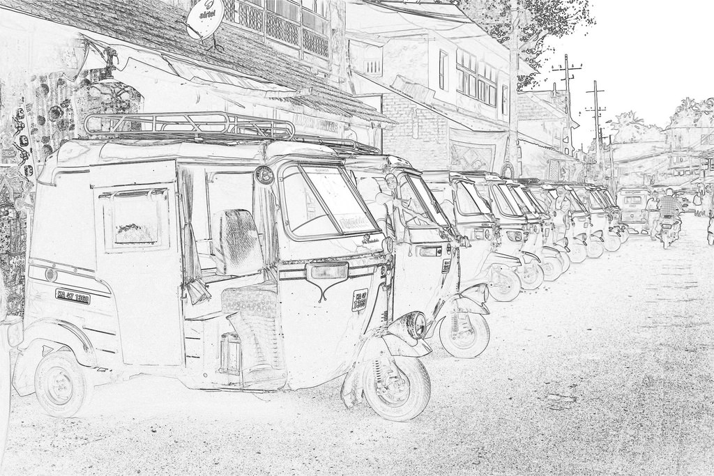 1024x683 India - Auto Rickshaw Sketch