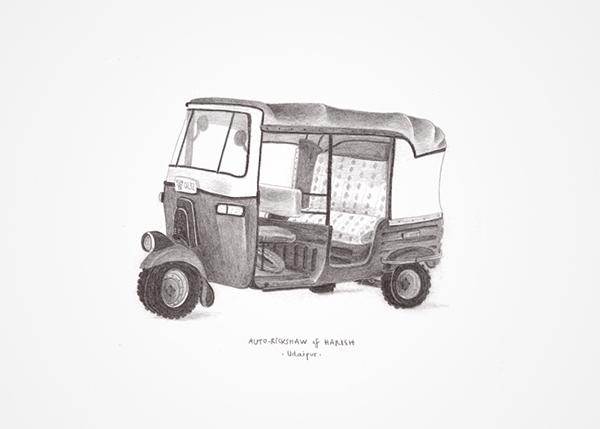 600x429 A Drawing A Day On Behance - Auto Rickshaw Sketch