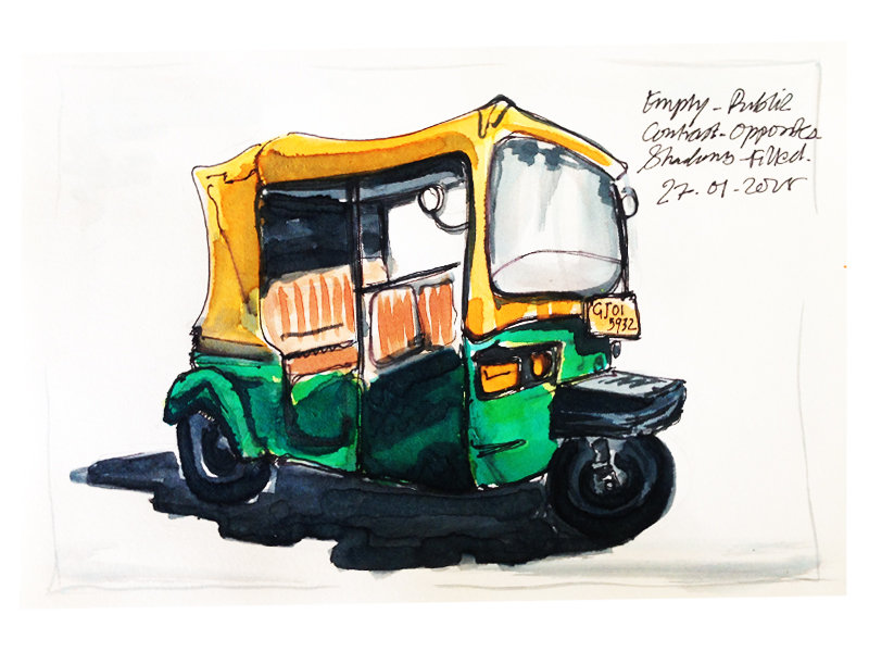 Auto Rickshaw Sketch at PaintingValley.com | Explore collection of Auto ...