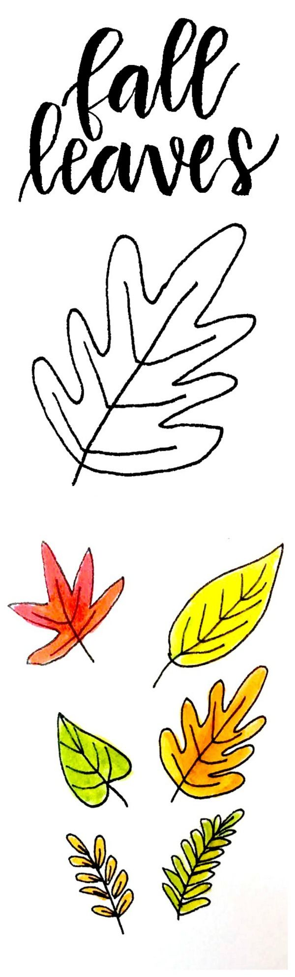 600x1988 7 Ways To Draw Fall Leaves Dawn Nicole Designs - Autumn Leaf Sketch