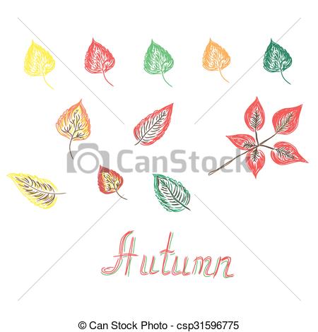 450x470 Autumn Leaves. Sketch, Sketch, Autumn, Leaves, Design, Vector - Autumn Leaves Sketch