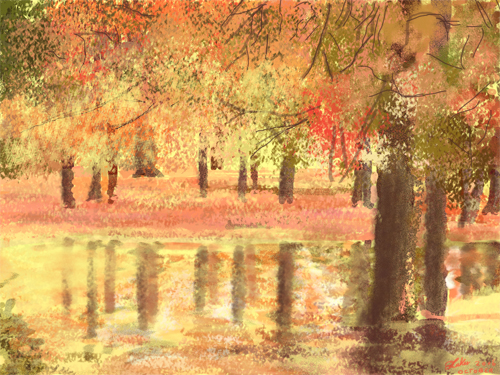 500x375 Autumn Woods Sketch - Autumn Sketch