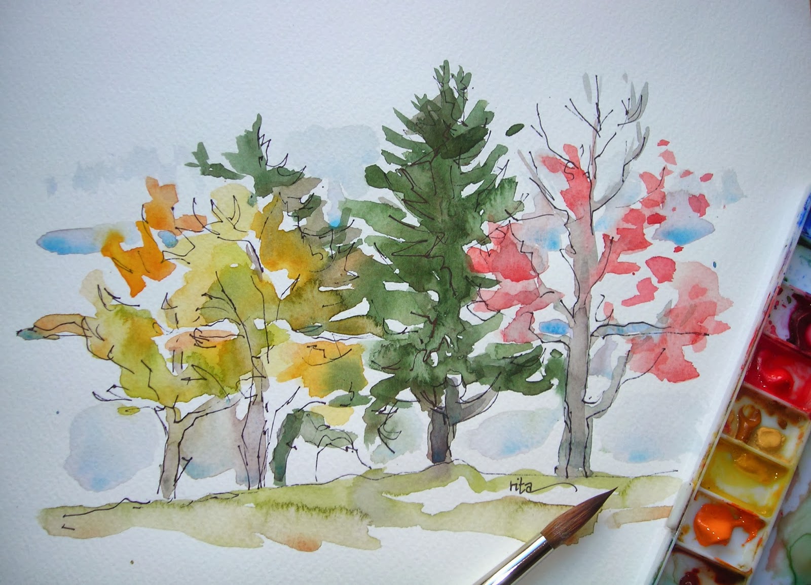 1600x1155 Sketchbook Wandering Autumn Sketch In The Park - Autumn Sketch