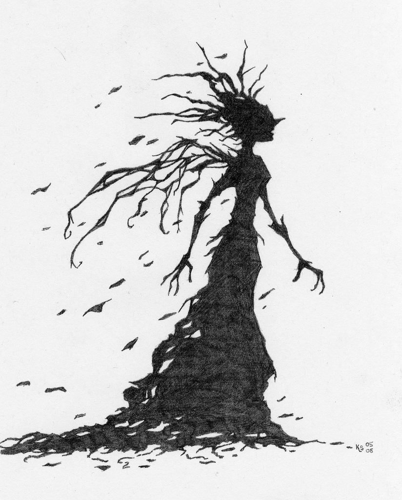 824x1024 Autumn Tree Lady... This Strange Tree Lady Emerged From A - Autumn Tree Sketch