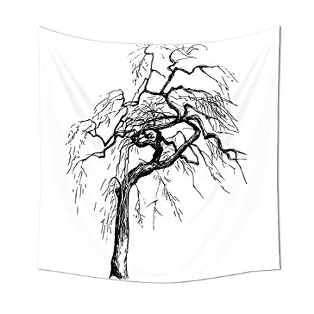 450x450 Iprint Apartment Decor Tapestry Wall Hanging Illustration Of An - Autumn Tree Sketch