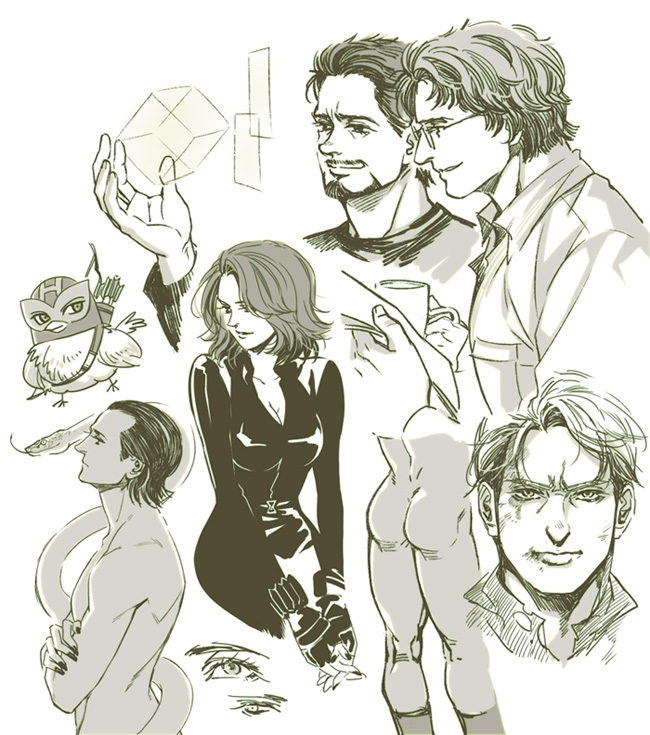 650x735 The Avengers Sketches 1 By Athew - Avengers Sketch