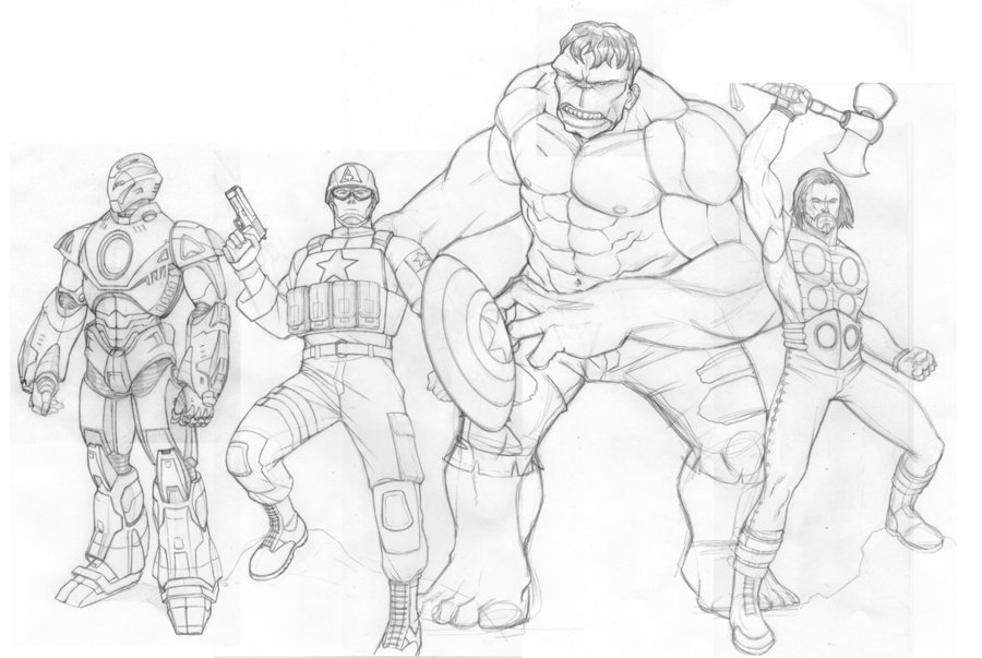 900x603 Ultimate Avengers Sketch By Khazen - Avengers Sketch