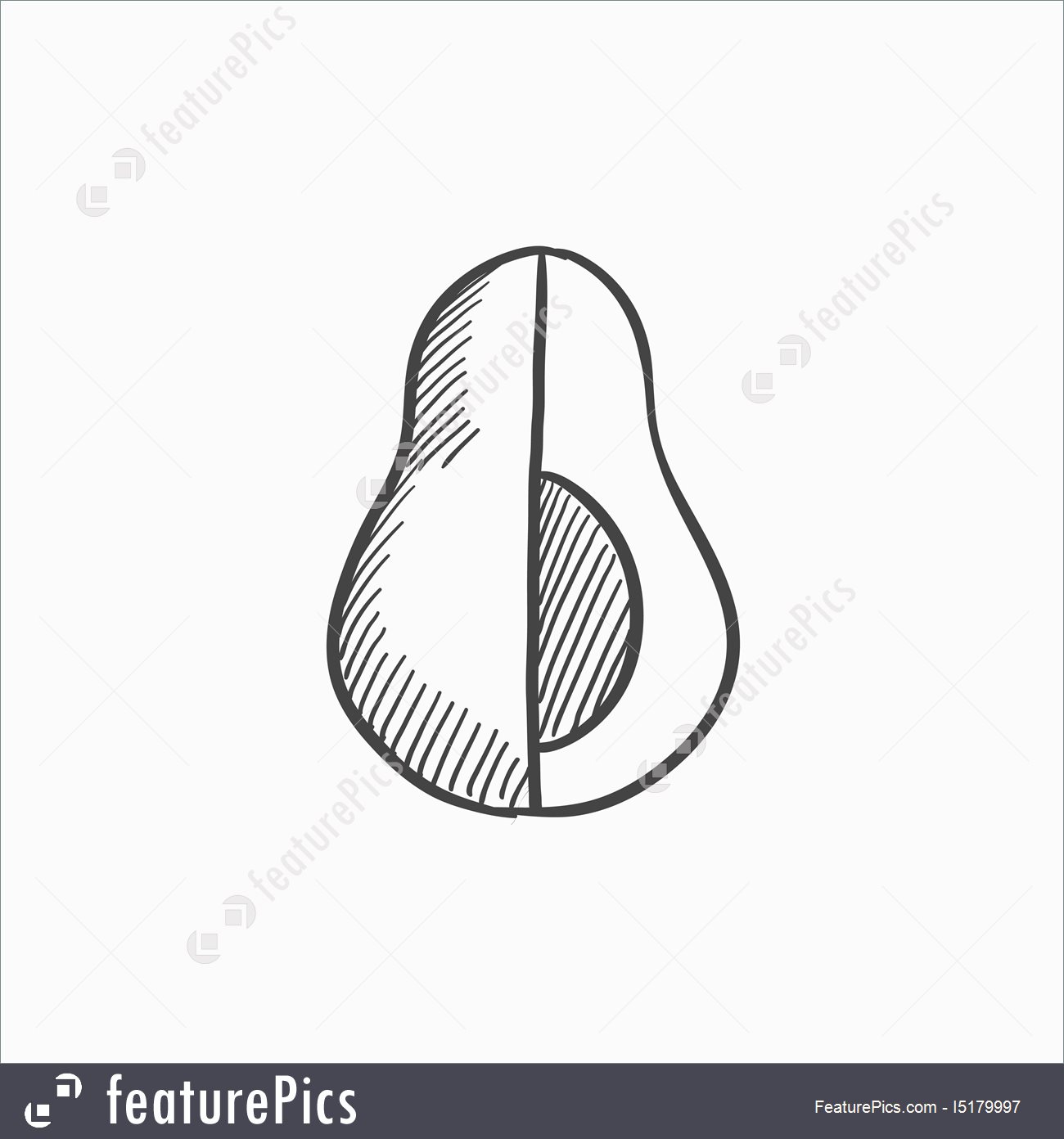 1300x1392 Illustration Of Avocado Sketch Icon. - Avocado Sketch