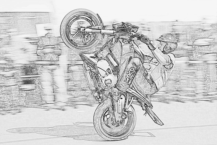 900x600 Motor Cycle Stunt, Sketch By Awesome Sketches - Awesome Sketches