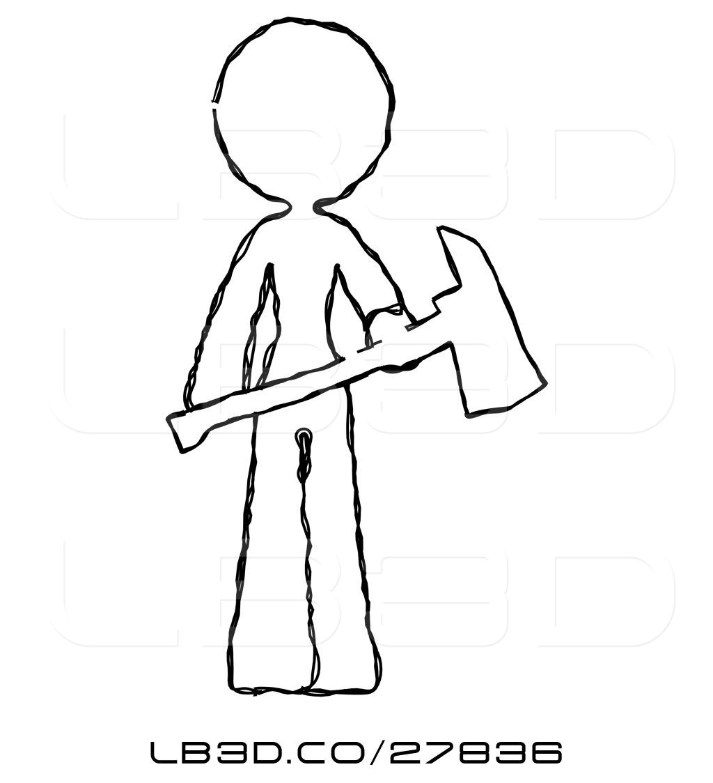 1024x1124 Illustration Of Sketch Design Mascot Lady Holding Red Fire - Ax Sketch