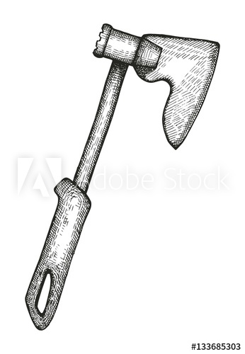 346x500 Kitchen Ax Sketch. Vector Illustration - Ax Sketch