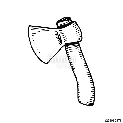 500x500 Ax Tool. Small Sketch Isolated On White Background Stock Image - Ax Sketch