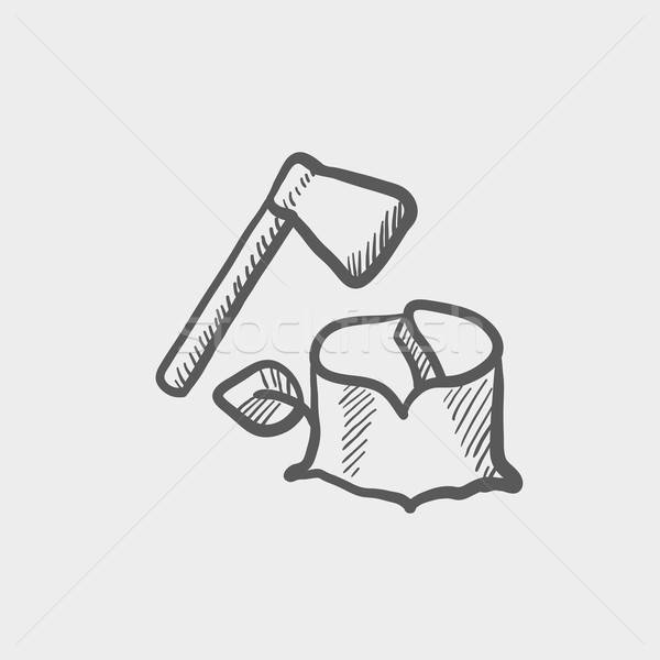 600x600 Ax And Wood Sketch Icon Vector Illustration Andrei Krauchuk - Ax Sketch
