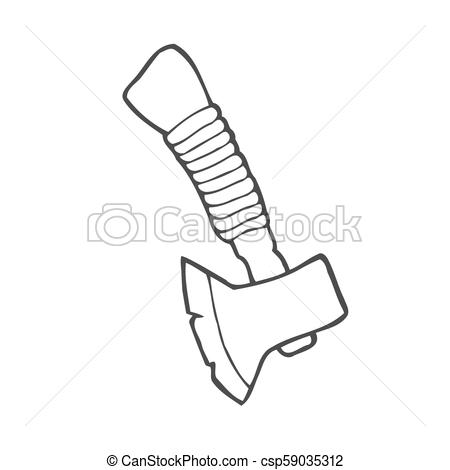 450x470 Timber Axe Hand Drawn Sketch Illustration Vector. - Axe Sketch