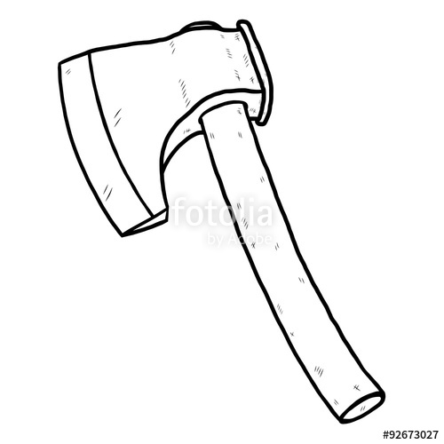 500x500 Axe Cartoon Vector And Illustration, Black And White, Hand Drawn - Axe Sketch