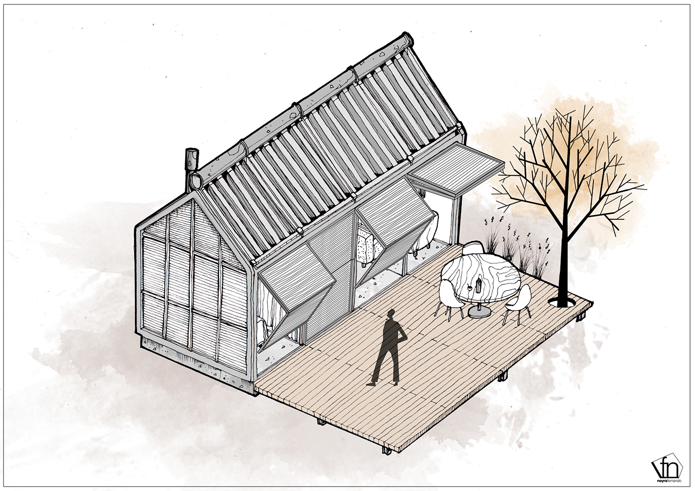 1400x990 Gallery Of Digital Sketch Axonometric Representation - Axonometric Sketch