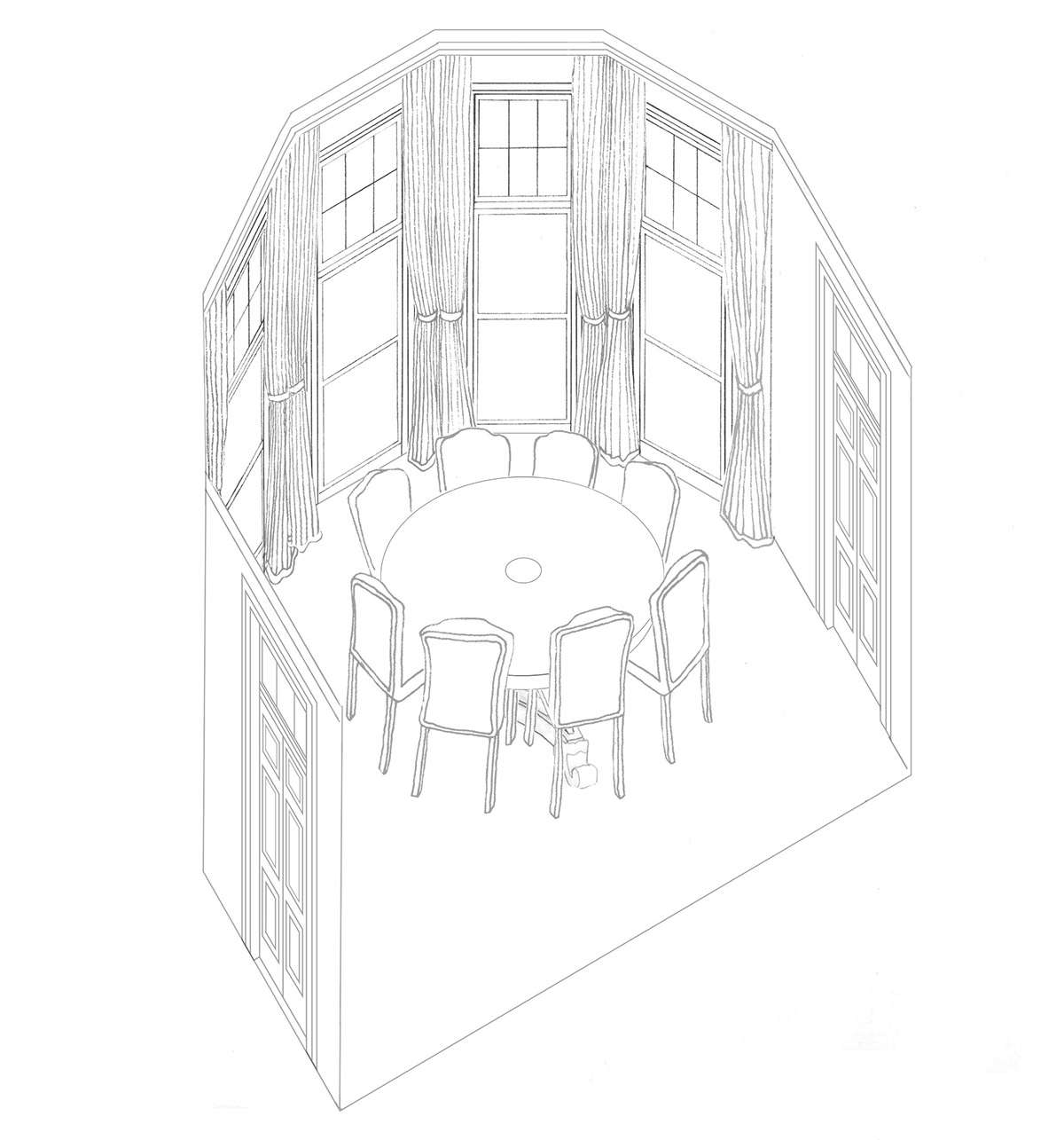 1200x1285 Axonometric Dining Room Drawing On Behance - Axonometric Sketch