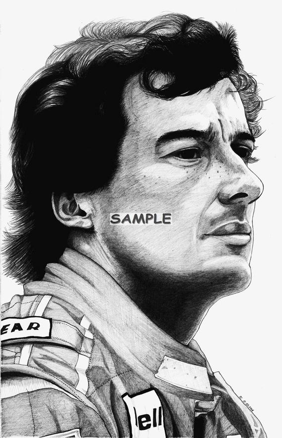 570x884 Ayrton Senna Portrait Print Etsy - Ayrton Senna Sketch