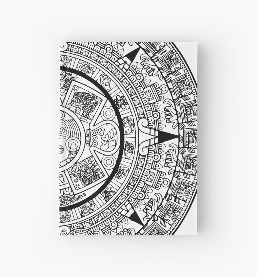 827x889 Aztec Calendar Hardcover Journals By Estudio3e Redbubble - Aztec Calendar Sketch