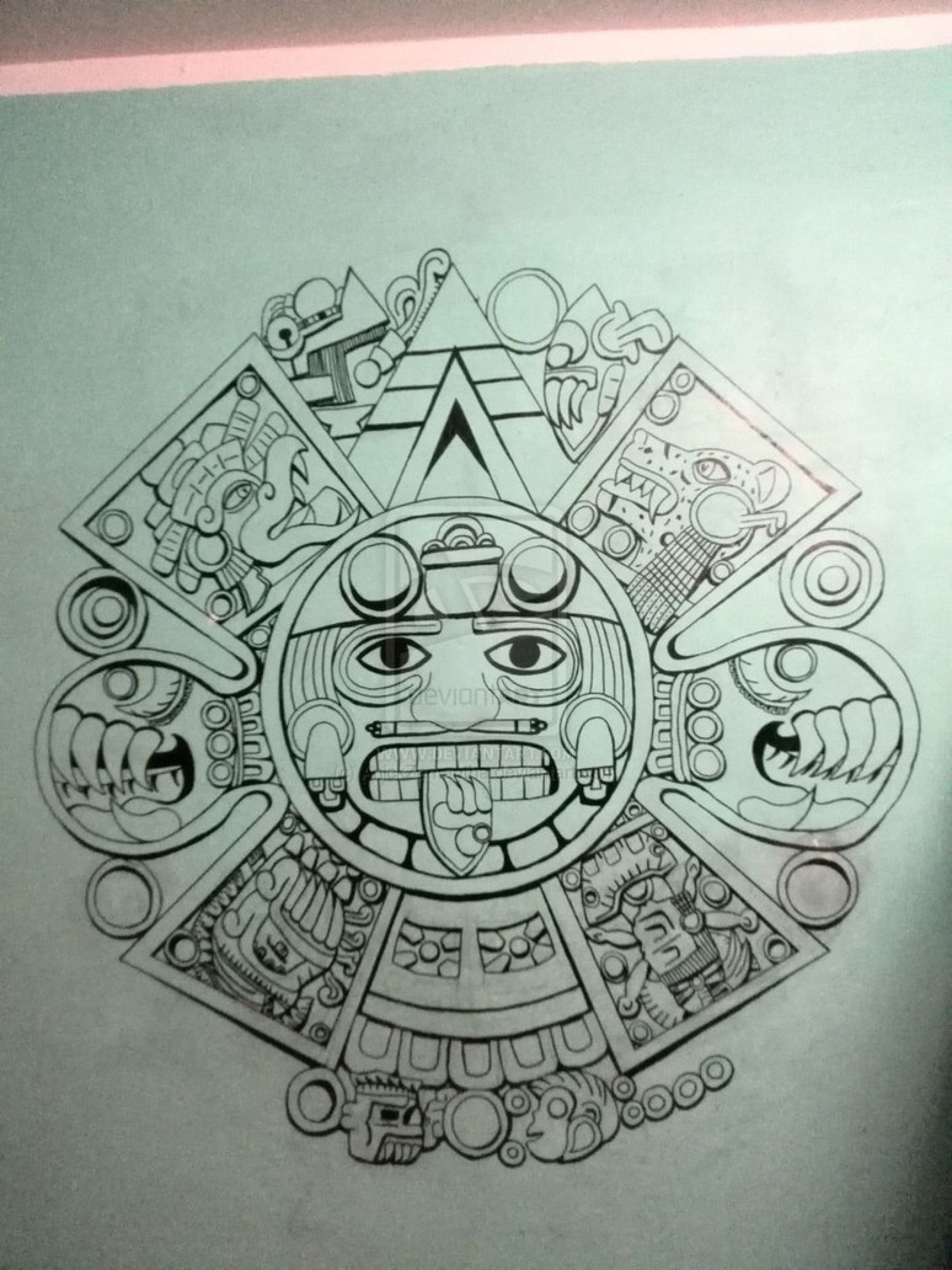 1548x2064 Aztec Calendar By Anickzamantha On @ Aztec Tattoo - Aztec Calendar Sketch