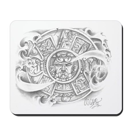 460x460 Aztec Mouse Pads - Aztec Calendar Sketch