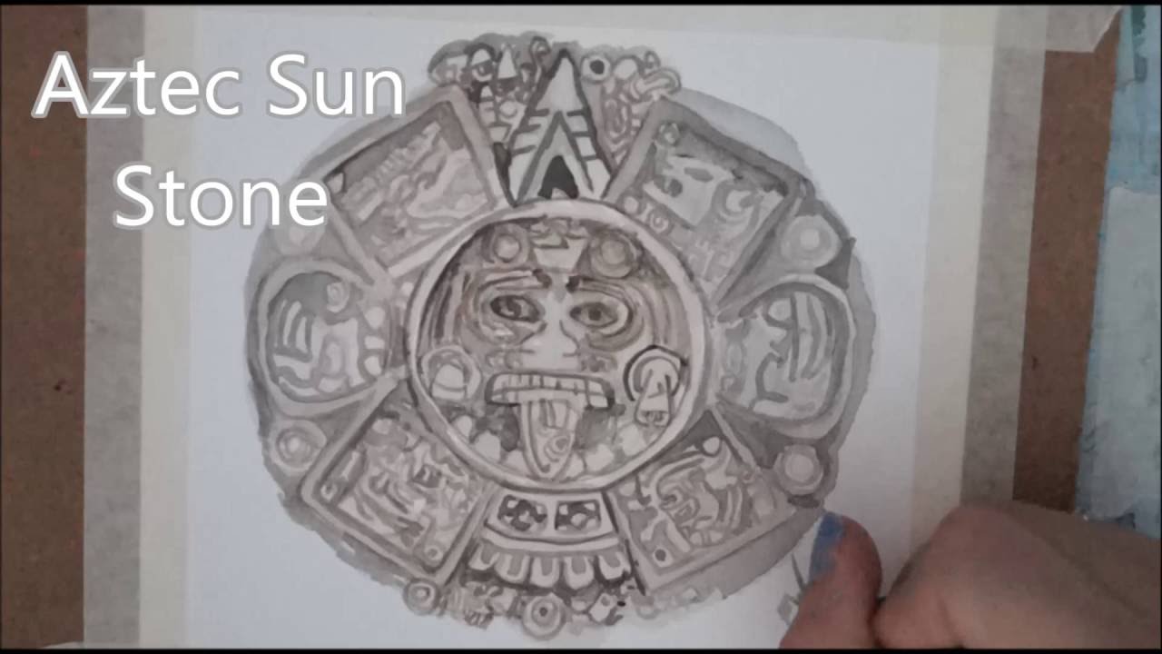 1280x720 Aztec Calendar Stone Speed Painting - Aztec Calendar Sketch