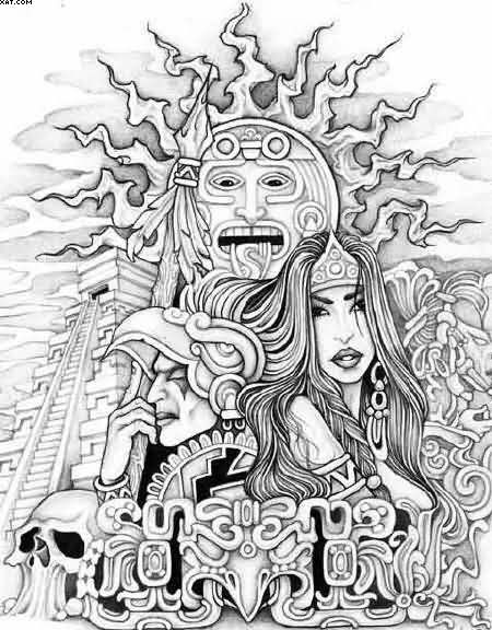 450x576 Collection Of Tremendous Aztec Calendar Tattoo Design - Aztec Calendar Sketch