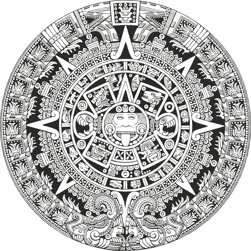 800x800 Collection Of Free Pattern Drawing Aztec. Download On Ubisafe - Aztec Calendar Sketch