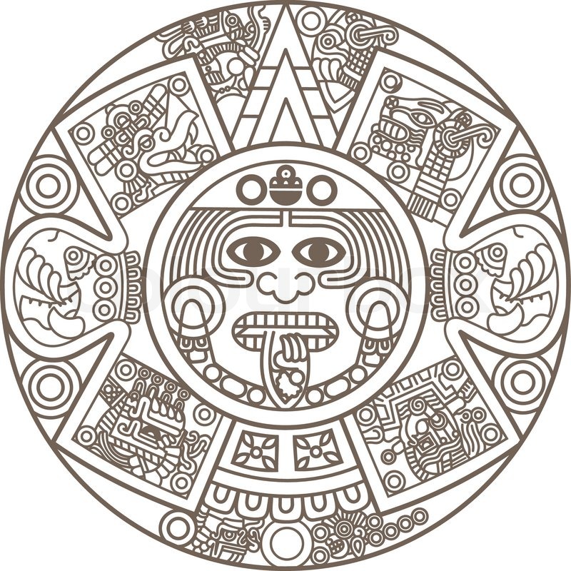 800x800 Stylized Aztec Calendar Stock Vector Colourbox - Aztec Calendar Sketch