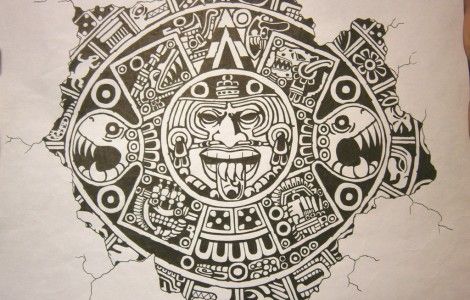 470x300 Aztec Calendar Tattoo Designs Free Projects To Try - Aztec Calendar Sketch