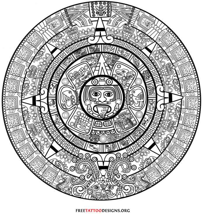 692x732 Aztec And Mexican Tattoos Hispanic Tribal, Chicano Gang And - Aztec Calendar Sketch