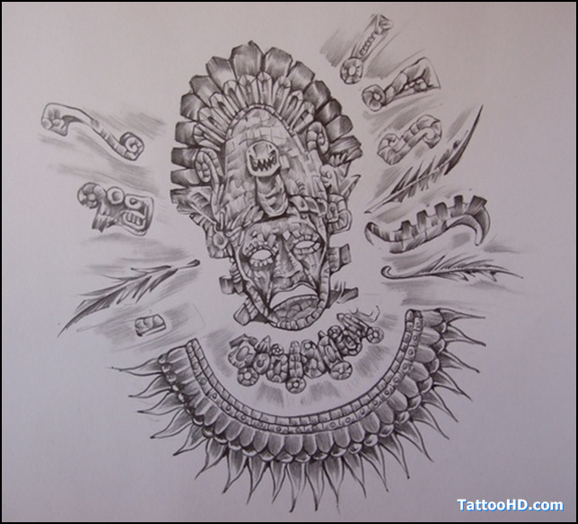 644x583 Collection Of Glowing Aztec Tattoo - Aztec Sketches