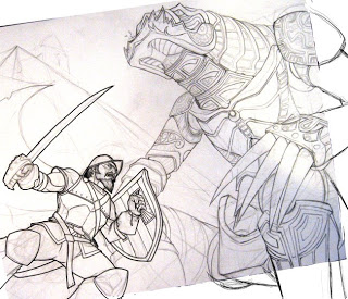 320x275 Woodyman Illustration Conquistador Vs. Aztec Robot Sketches - Aztec Sketches
