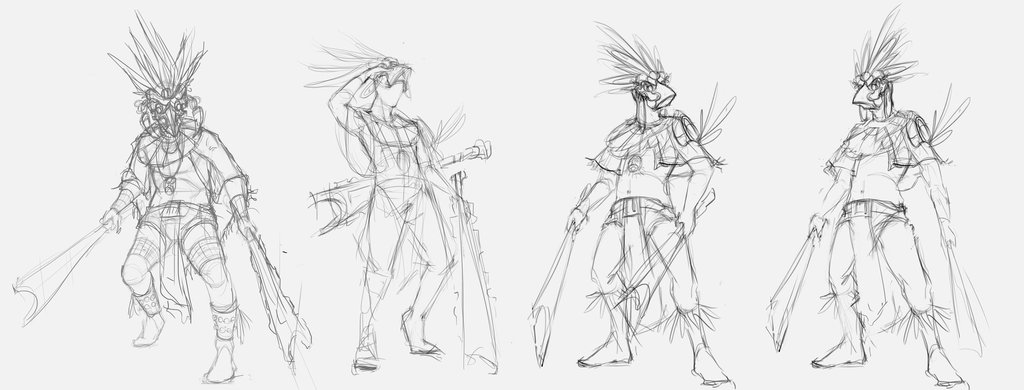 1024x390 Aztec Warrior Previous Sketches By Fernando Cruz - Aztec Warrior Sketch