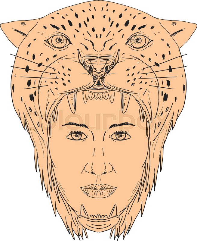 655x800 Illustration Of A Female Aztec Warrior Wearing Jaguar Head - Aztec Warrior Sketch