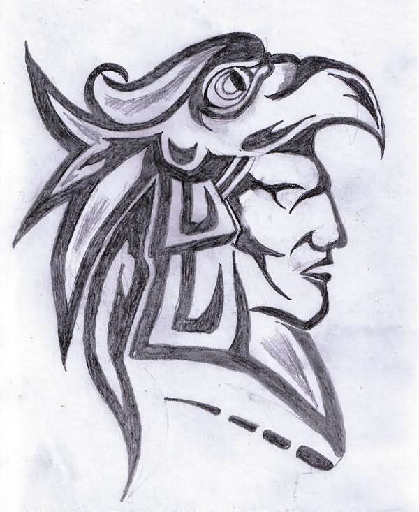 600x733 Tribal Mexican Aztec Tattoo Sketch - Aztec Warrior Sketch