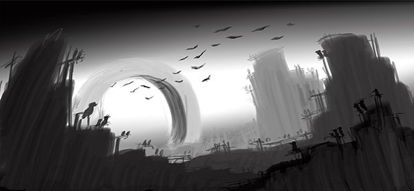 600x278 Bampw Landscapes Sketches On Behance - B&W Sketches