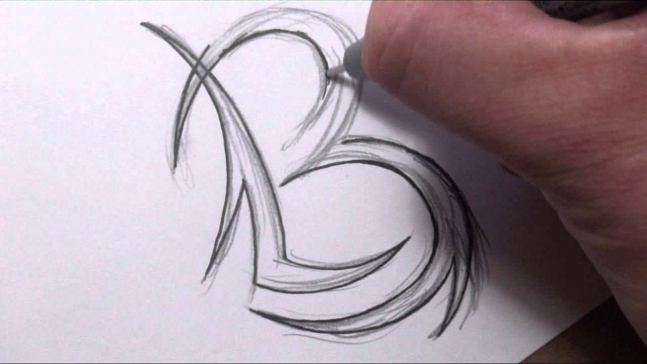 1280x720 Drawing Initials Tattoo Design - B Sketch