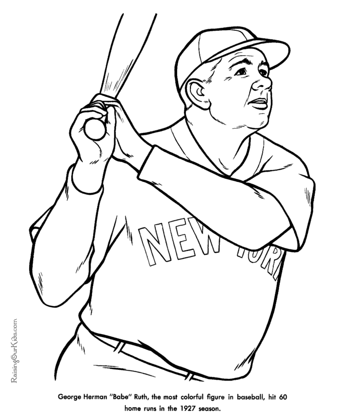 670x820 Babe Ruth Coloring Page - Babe Ruth Sketch